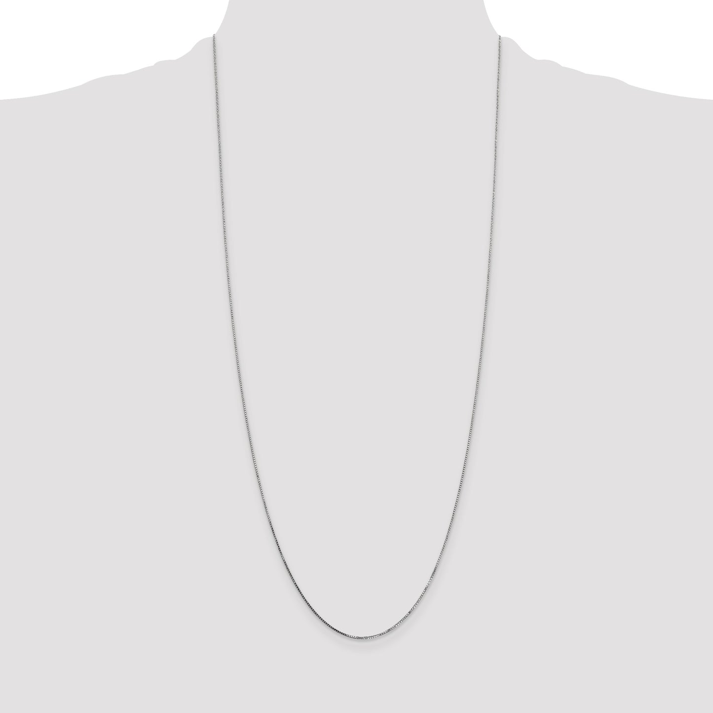 14K White Gold 30 inch .7mm Box with Spring Ring Clasp Chain