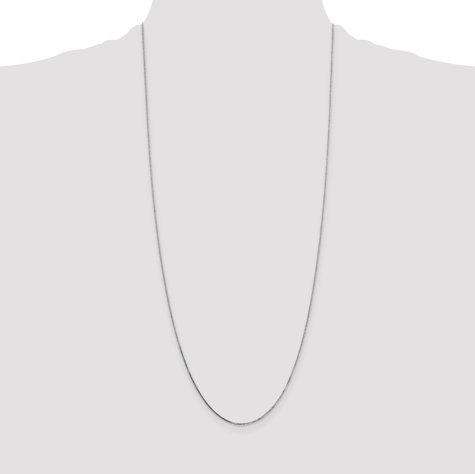 14K White Gold 30 inch .7mm Box with Spring Ring Clasp Chain