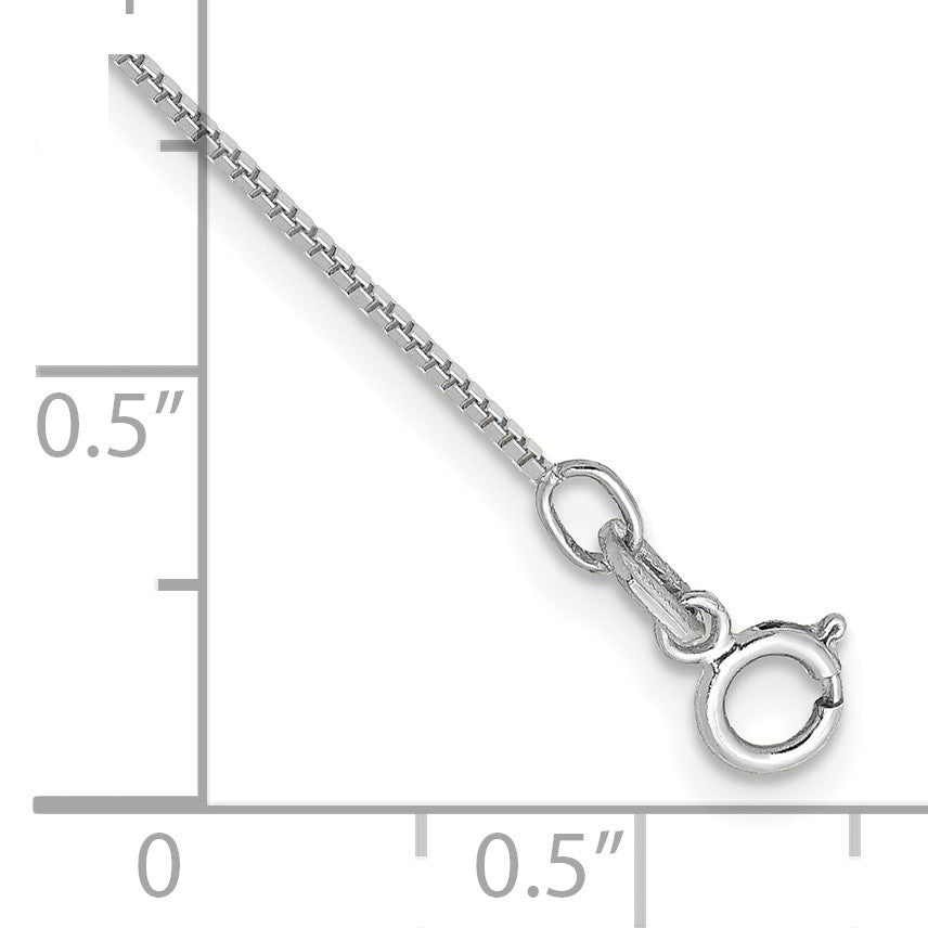14K White Gold 10 inch .7mm Box with Spring Ring Clasp Anklet