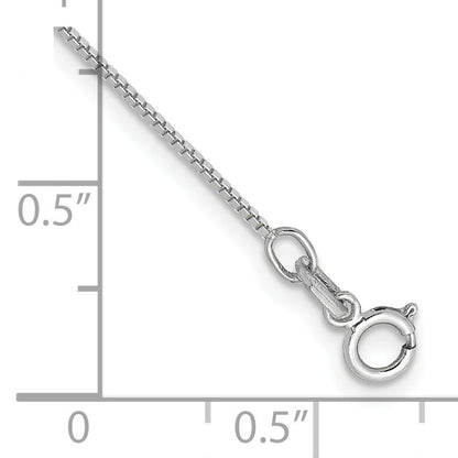 14K White Gold 10 inch .7mm Box with Spring Ring Clasp Anklet