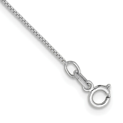 14K White Gold 10 inch .7mm Box with Spring Ring Clasp Anklet