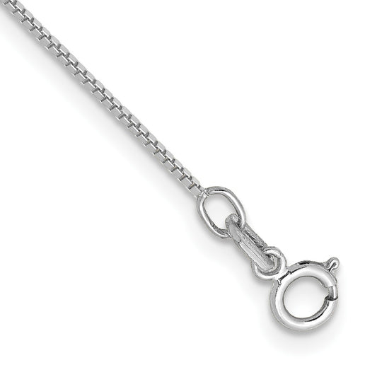 14K White Gold 10 inch .7mm Box with Spring Ring Clasp Anklet