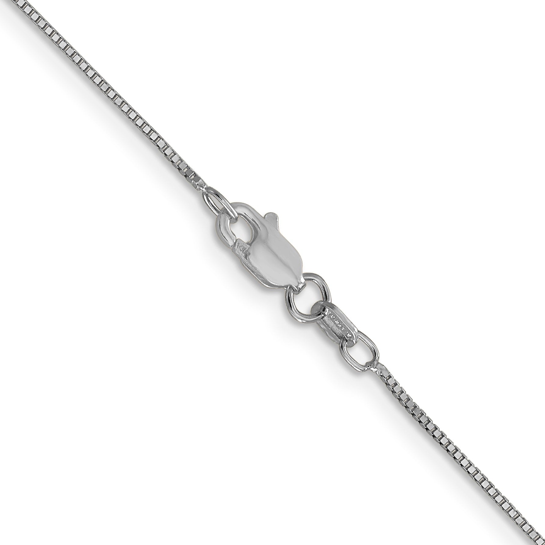 14K White Gold 28 inch .7mm Box with Lobster Clasp Chain