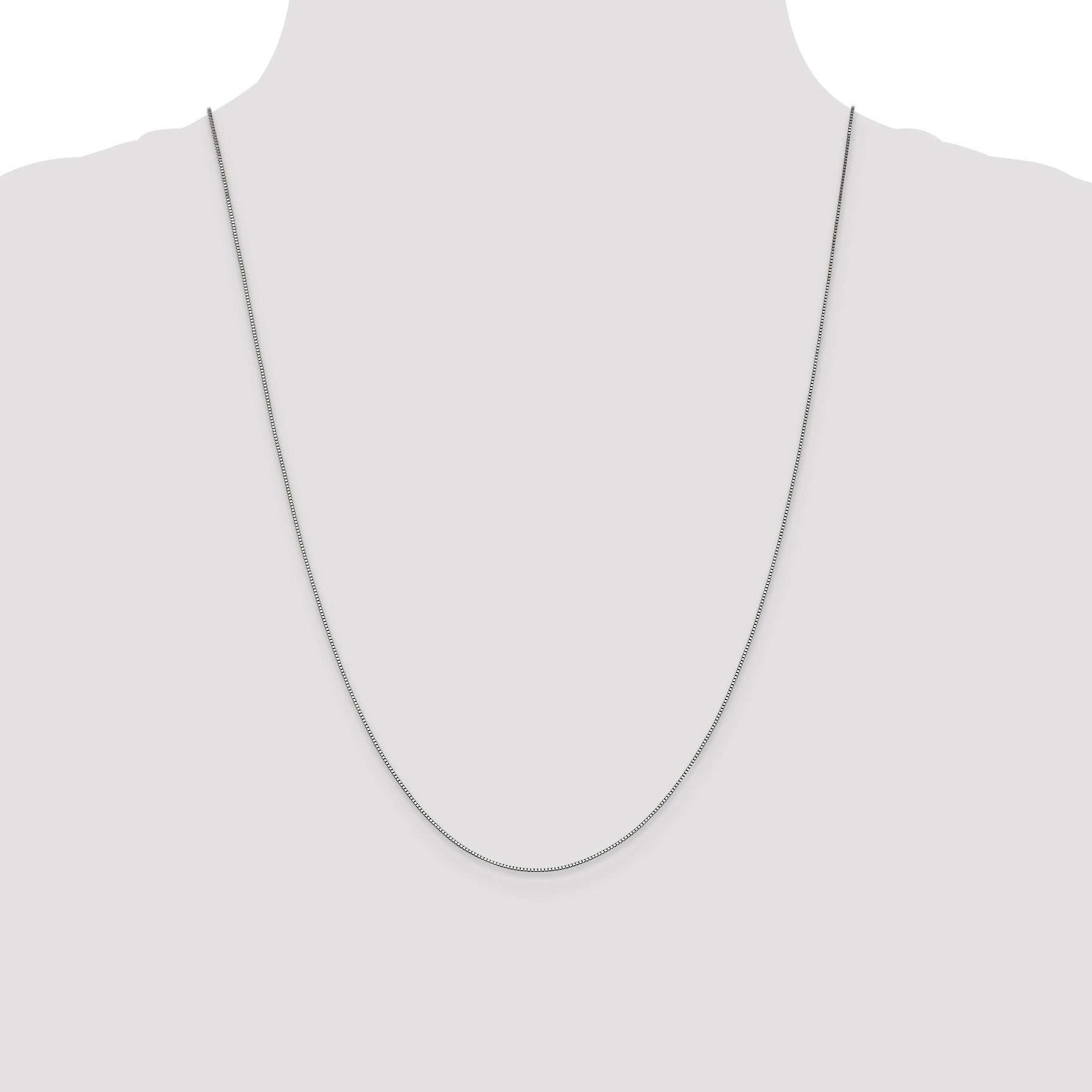 14K White Gold 24 inch .7mm Box with Lobster Clasp Chain