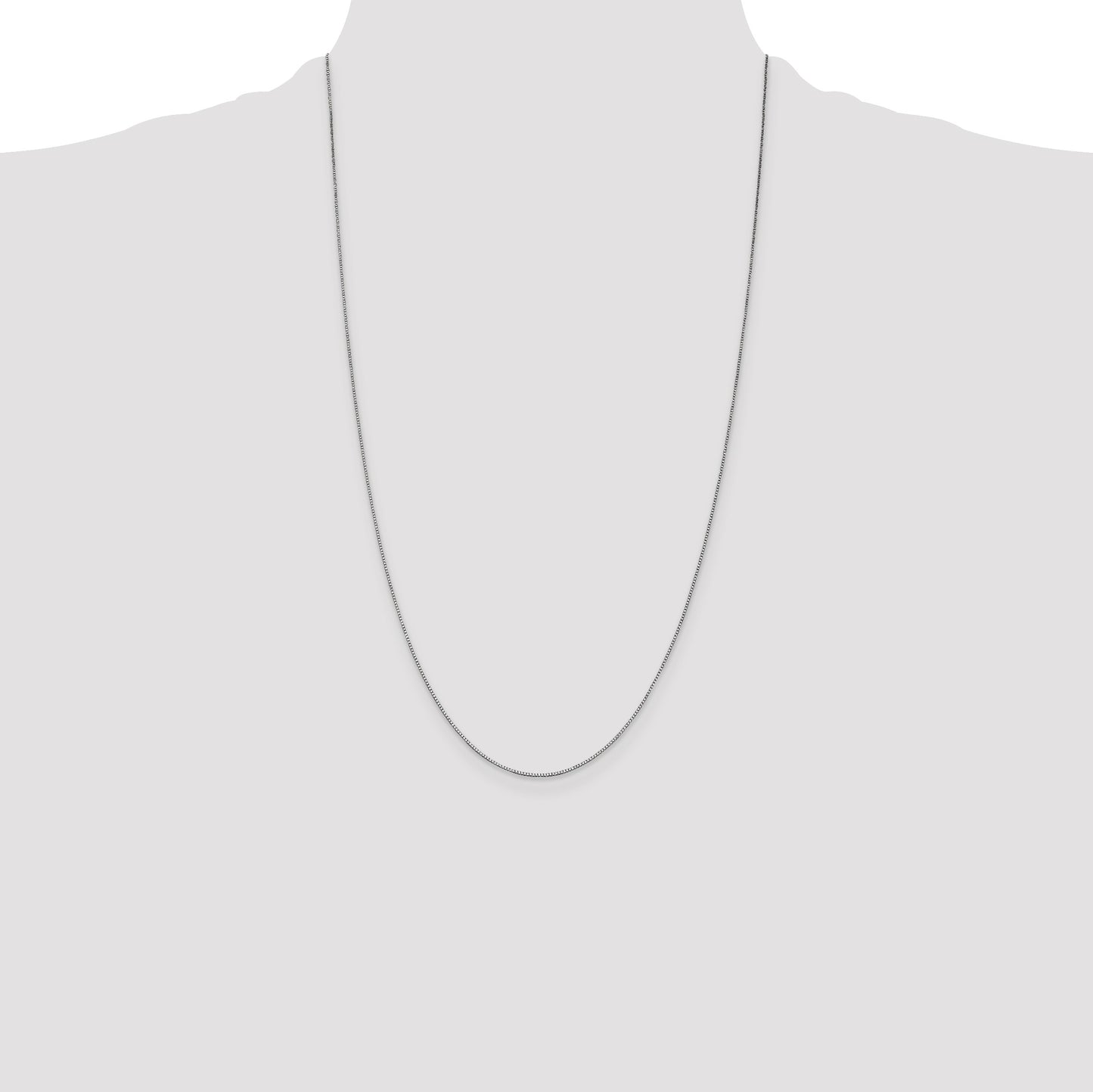 14K White Gold 26 inch .7mm Box with Lobster Clasp Chain