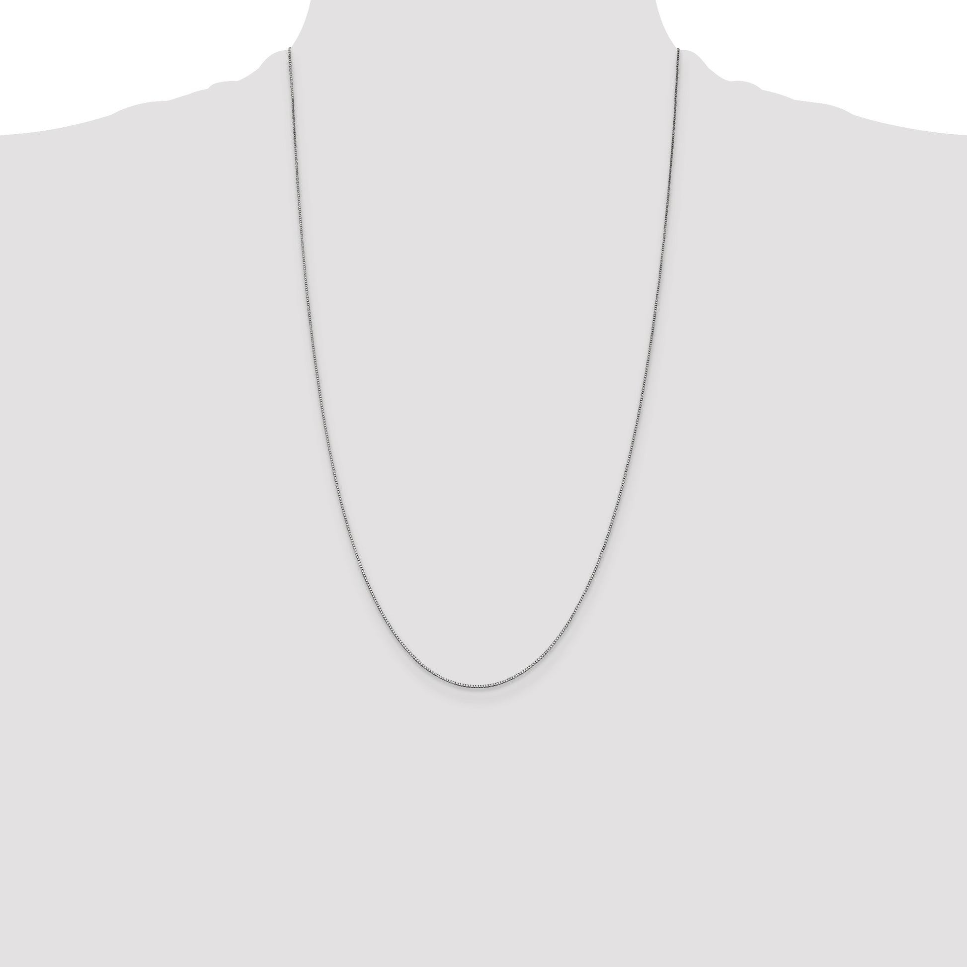 14K White Gold 26 inch .7mm Box with Lobster Clasp Chain