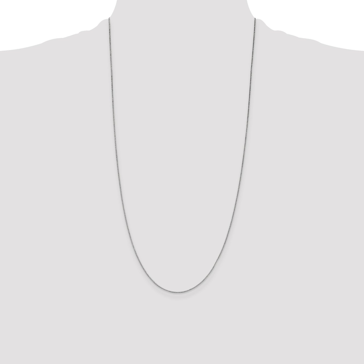 14K White Gold 28 inch .7mm Box with Lobster Clasp Chain