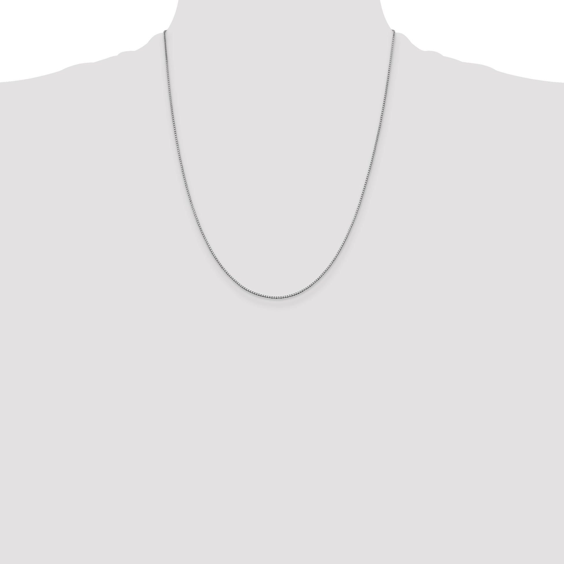 14K White Gold 22 inch .95mm Box with Lobster Clasp Chain