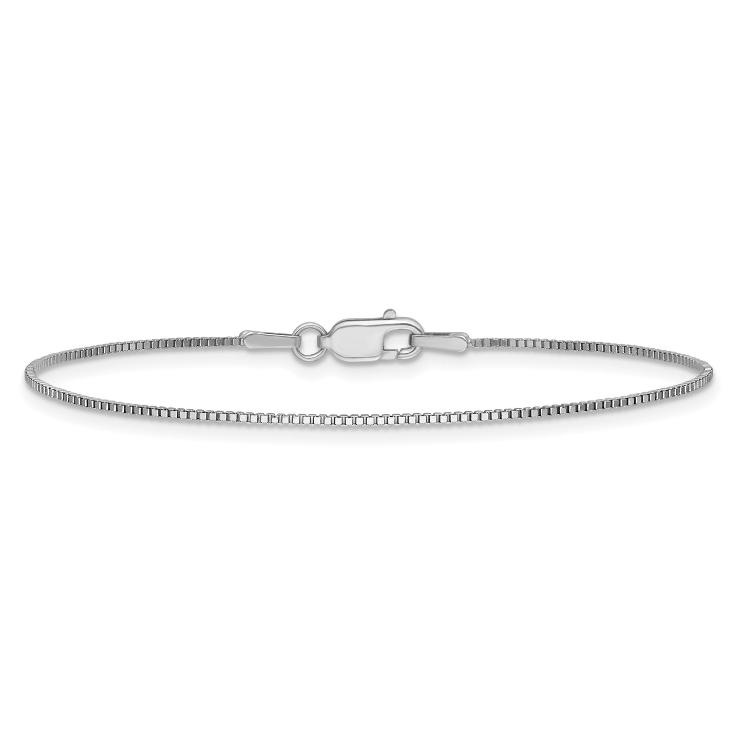 14K White Gold 7 inch .95mm Box with Lobster Clasp Bracelet