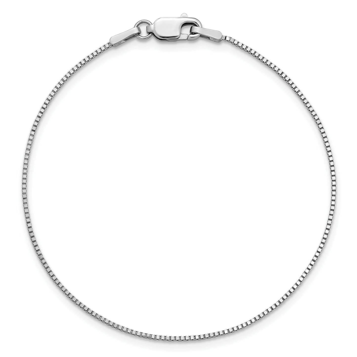 14K White Gold 9 inch .95mm Box with Lobster Clasp Anklet