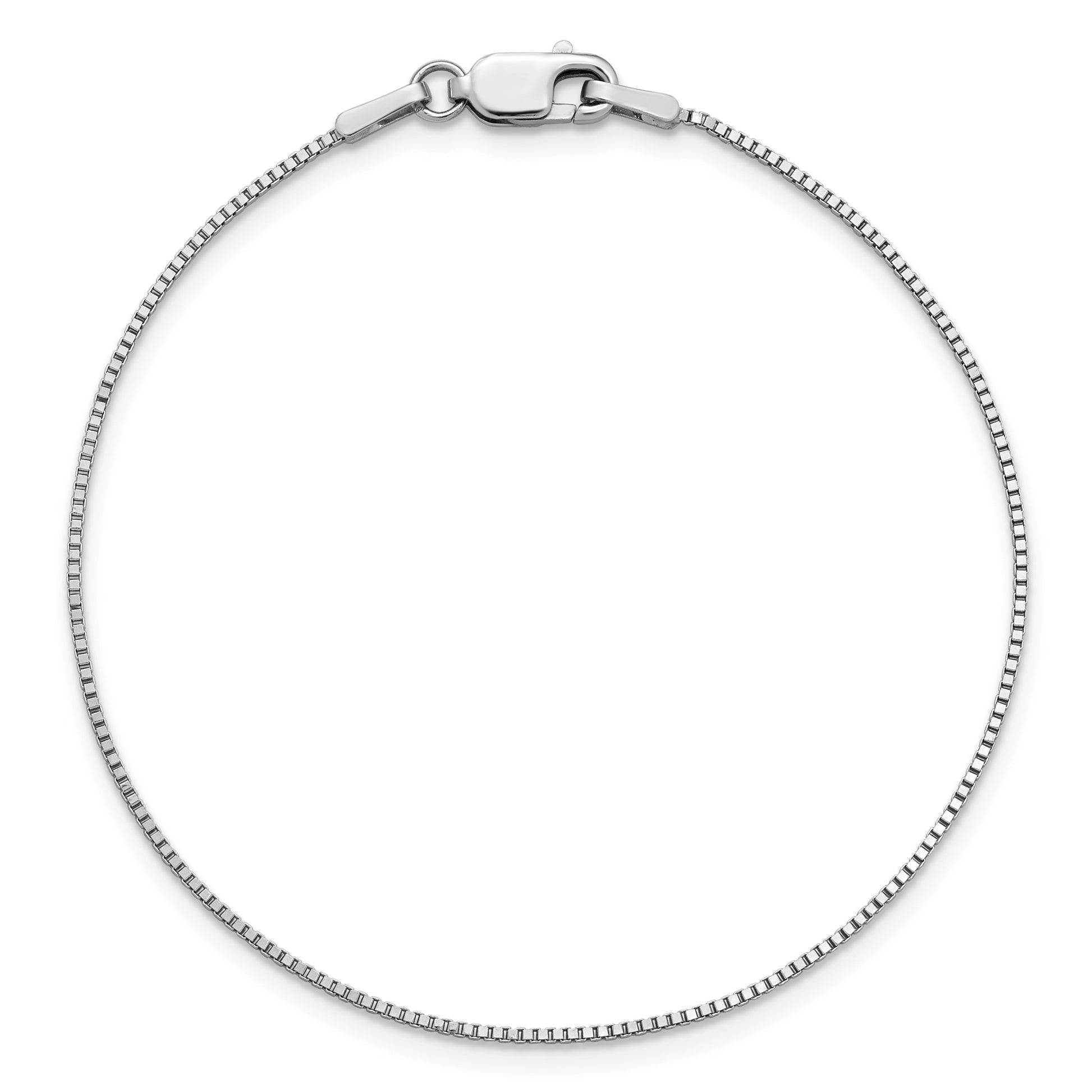 14K White Gold 9 inch .95mm Box with Lobster Clasp Anklet