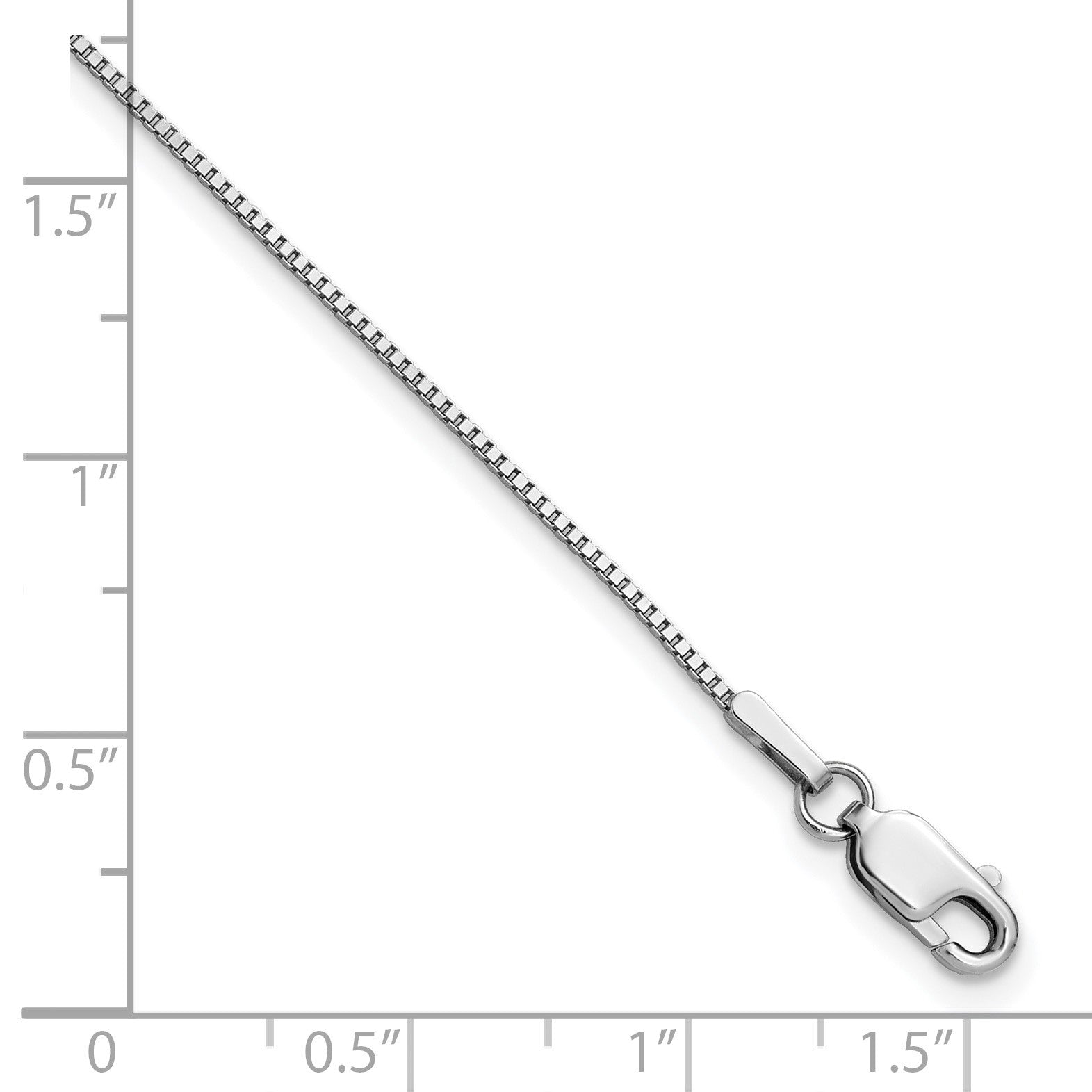 14K White Gold 9 inch .95mm Box with Lobster Clasp Anklet