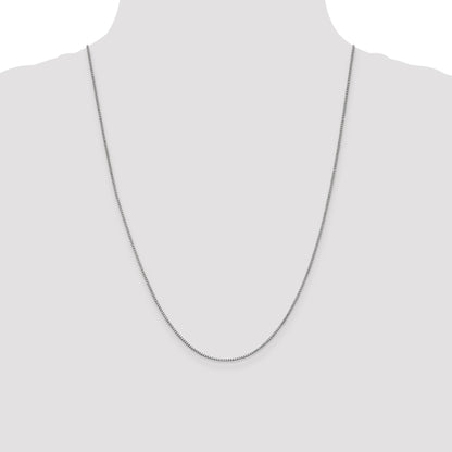 14K White Gold 24 inch 1mm Box with Lobster Clasp Chain