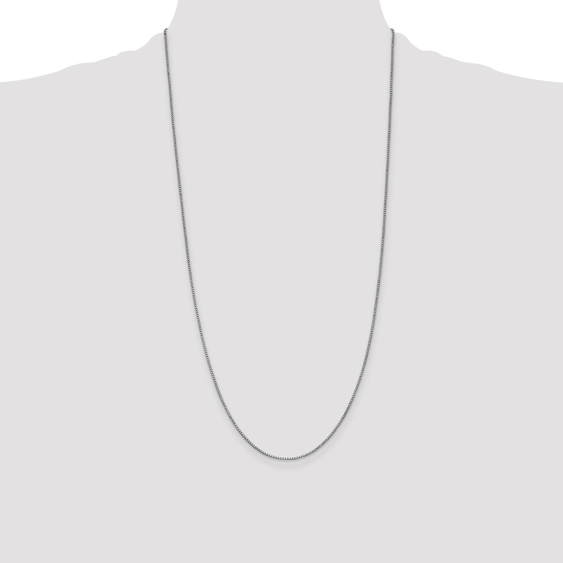14K White Gold 28 inch 1mm Box with Lobster Clasp Chain