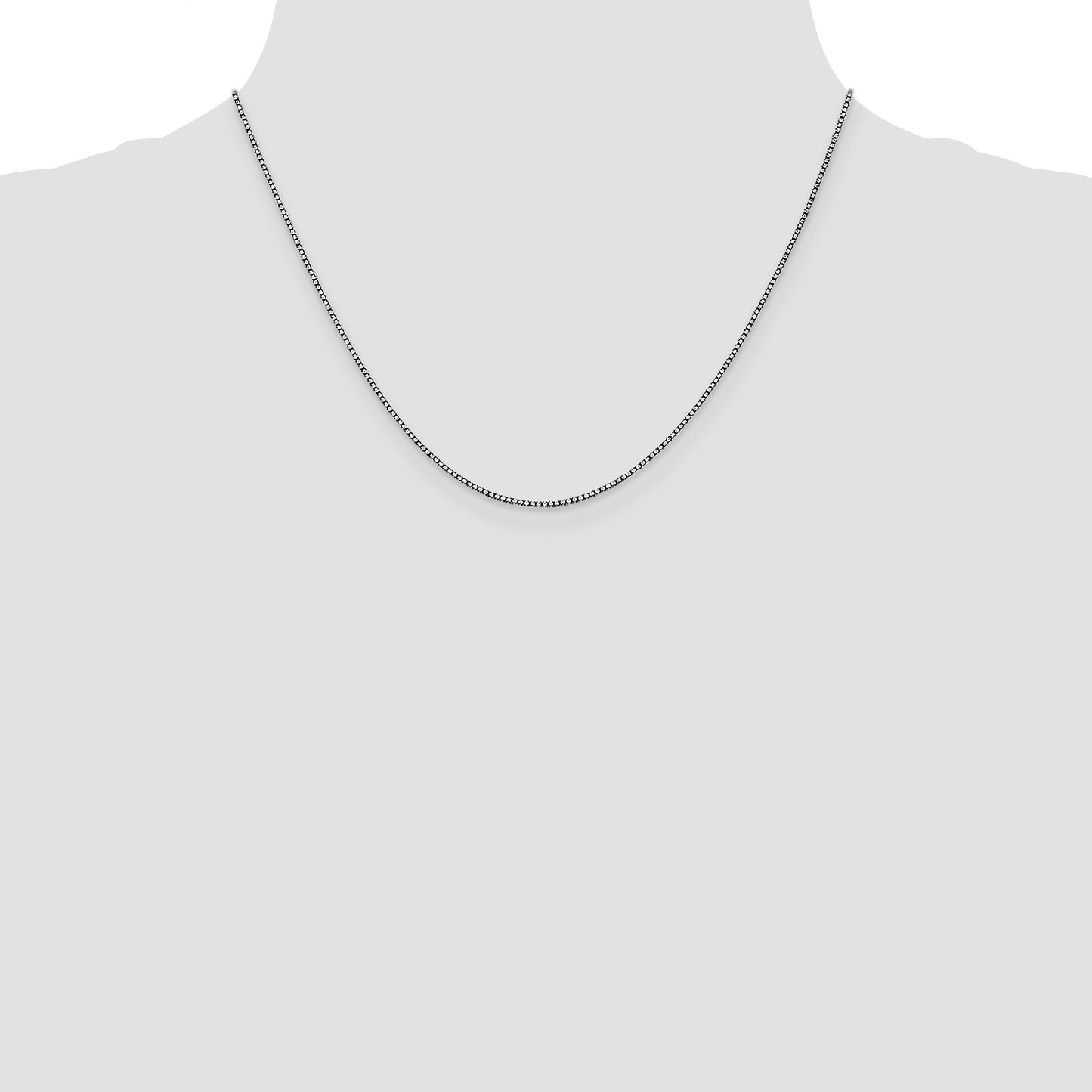14K White Gold 18 inch 1.05mm Box with Lobster Clasp Chain