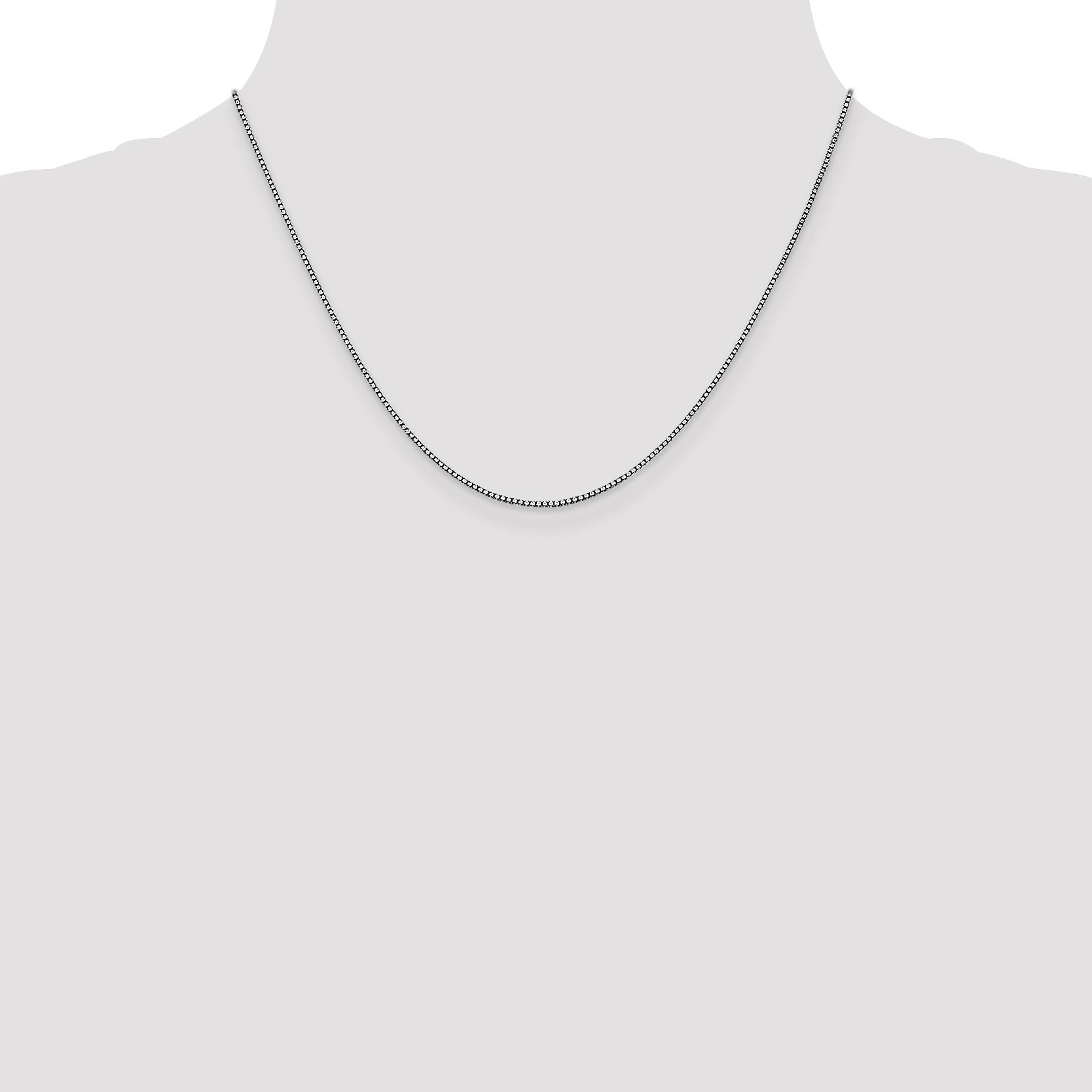 14K White Gold 18 inch 1.05mm Box with Lobster Clasp Chain