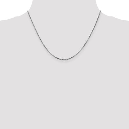 14K White Gold 18 inch 1.05mm Box with Lobster Clasp Chain