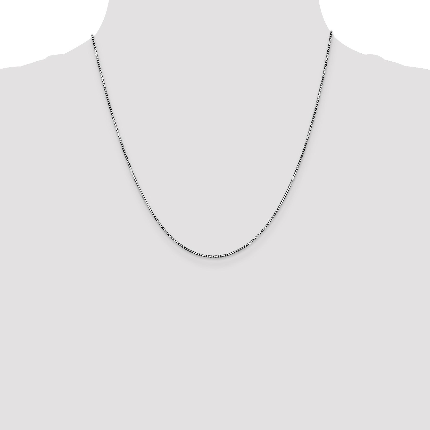 14K White Gold 20 inch 1.05mm Box with Lobster Clasp Chain