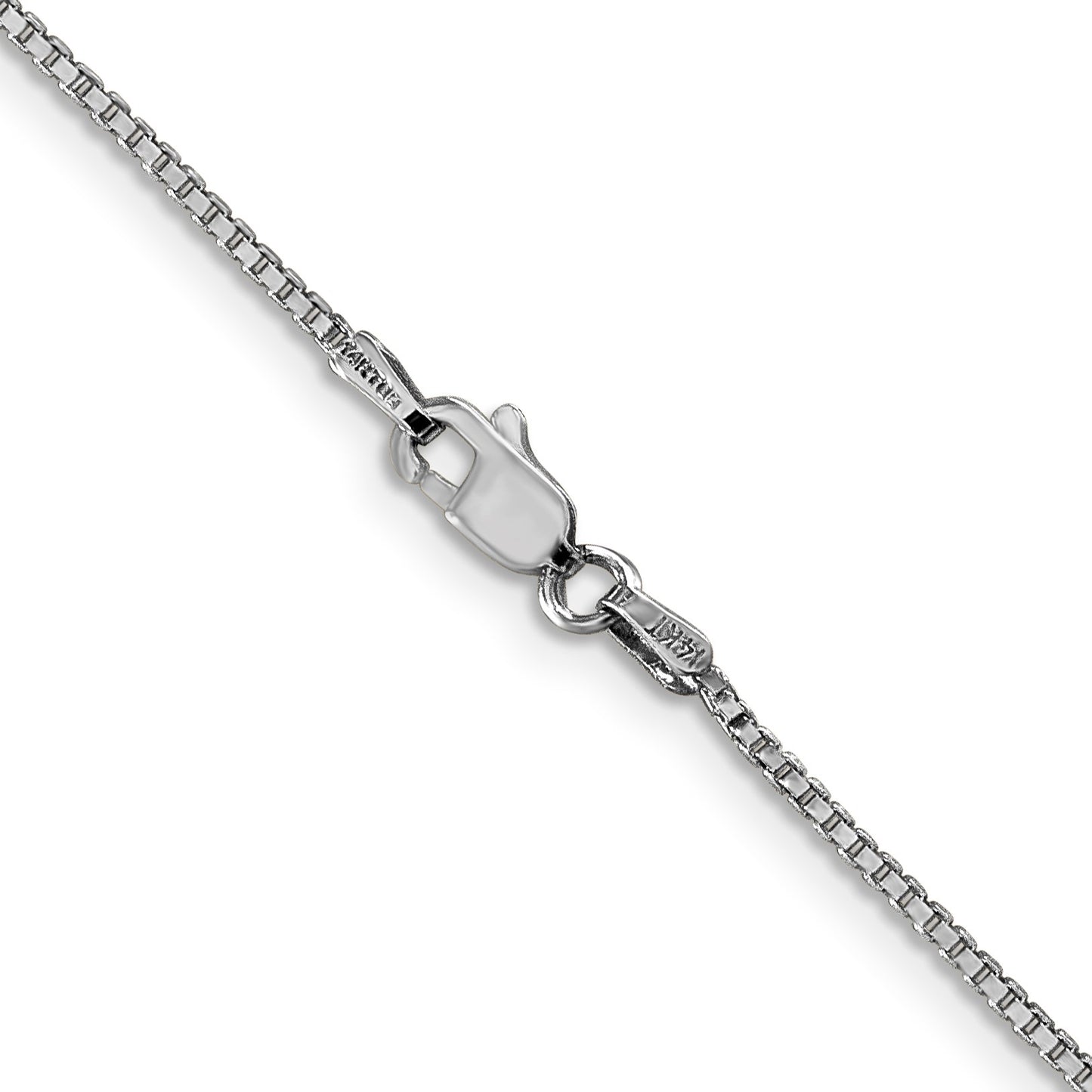 14K White Gold 16 inch 1.1mm Box with Lobster Clasp Chain