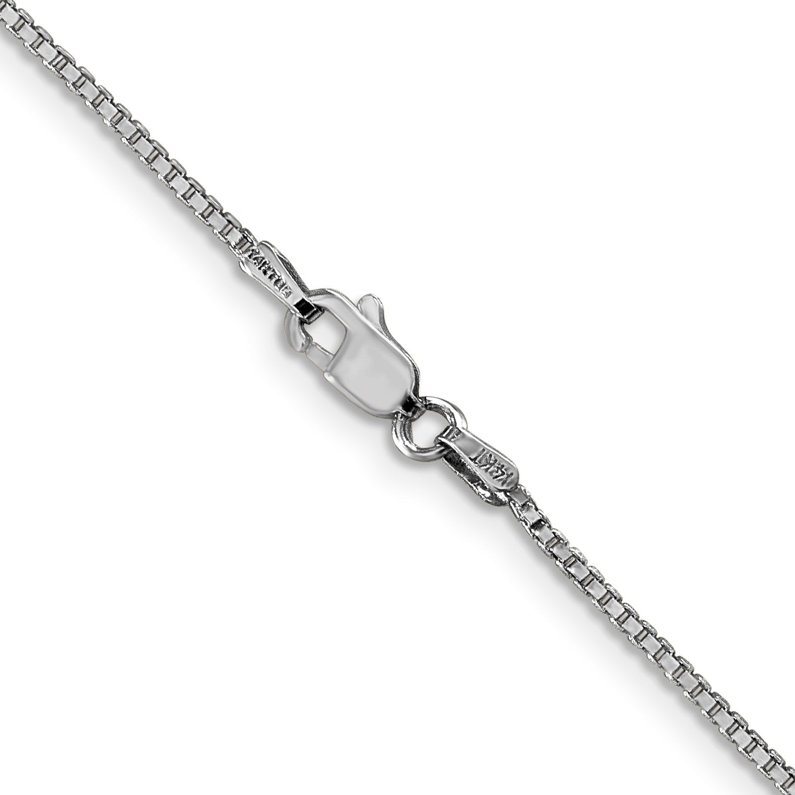 14K White Gold 28 inch 1.1mm Box with Lobster Clasp Chain
