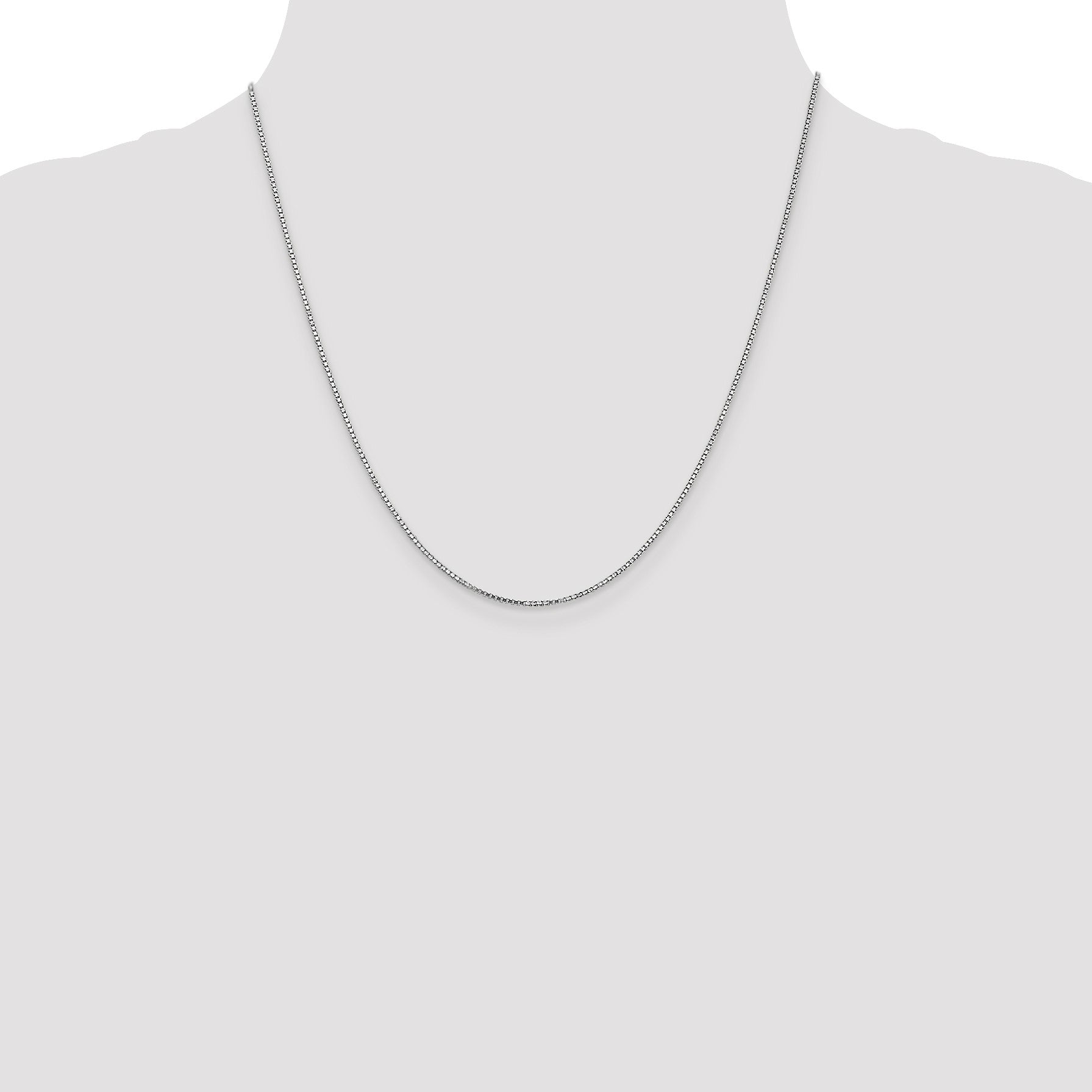 14K White Gold 20 inch 1.1mm Box with Lobster Clasp Chain