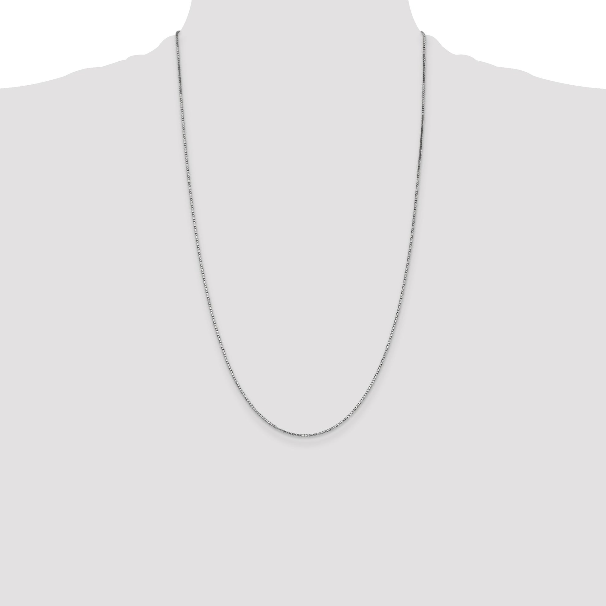 14K White Gold 26 inch 1.1mm Box with Lobster Clasp Chain