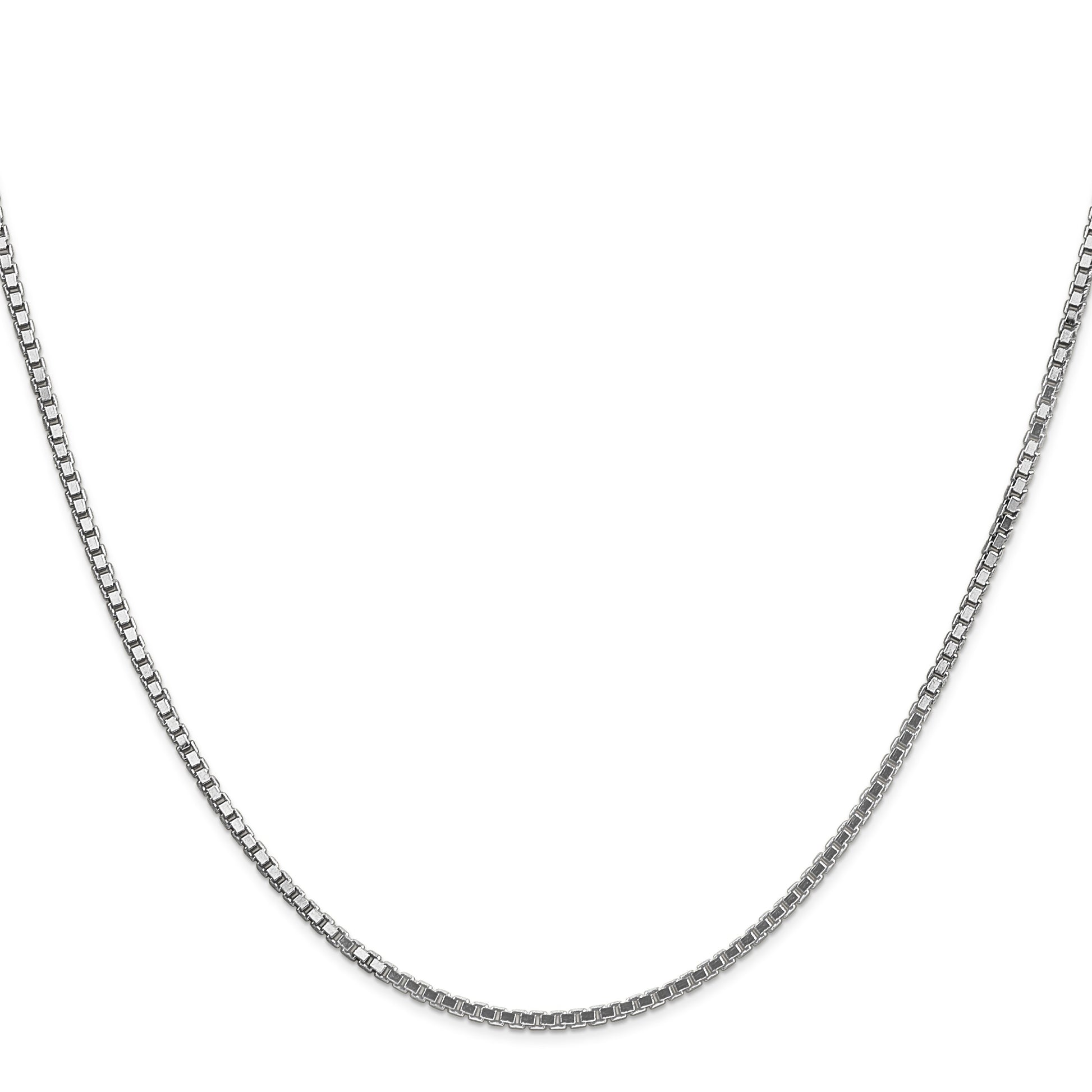 14K White Gold 24 inch 1.5mm Box with Lobster Clasp Chain
