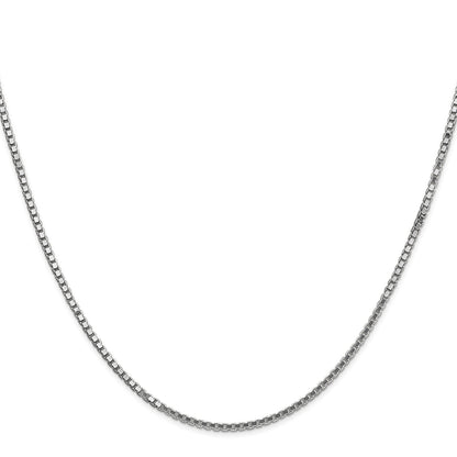 14K White Gold 26 inch 1.5mm Box with Lobster Clasp Chain