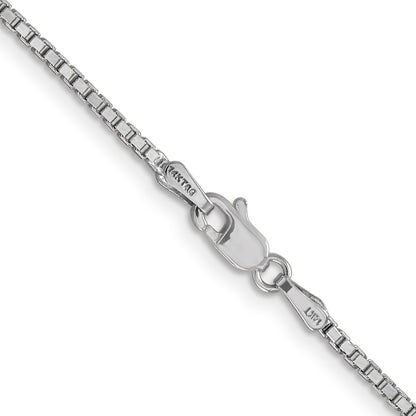 14K White Gold 22 inch 1.5mm Box with Lobster Clasp Chain