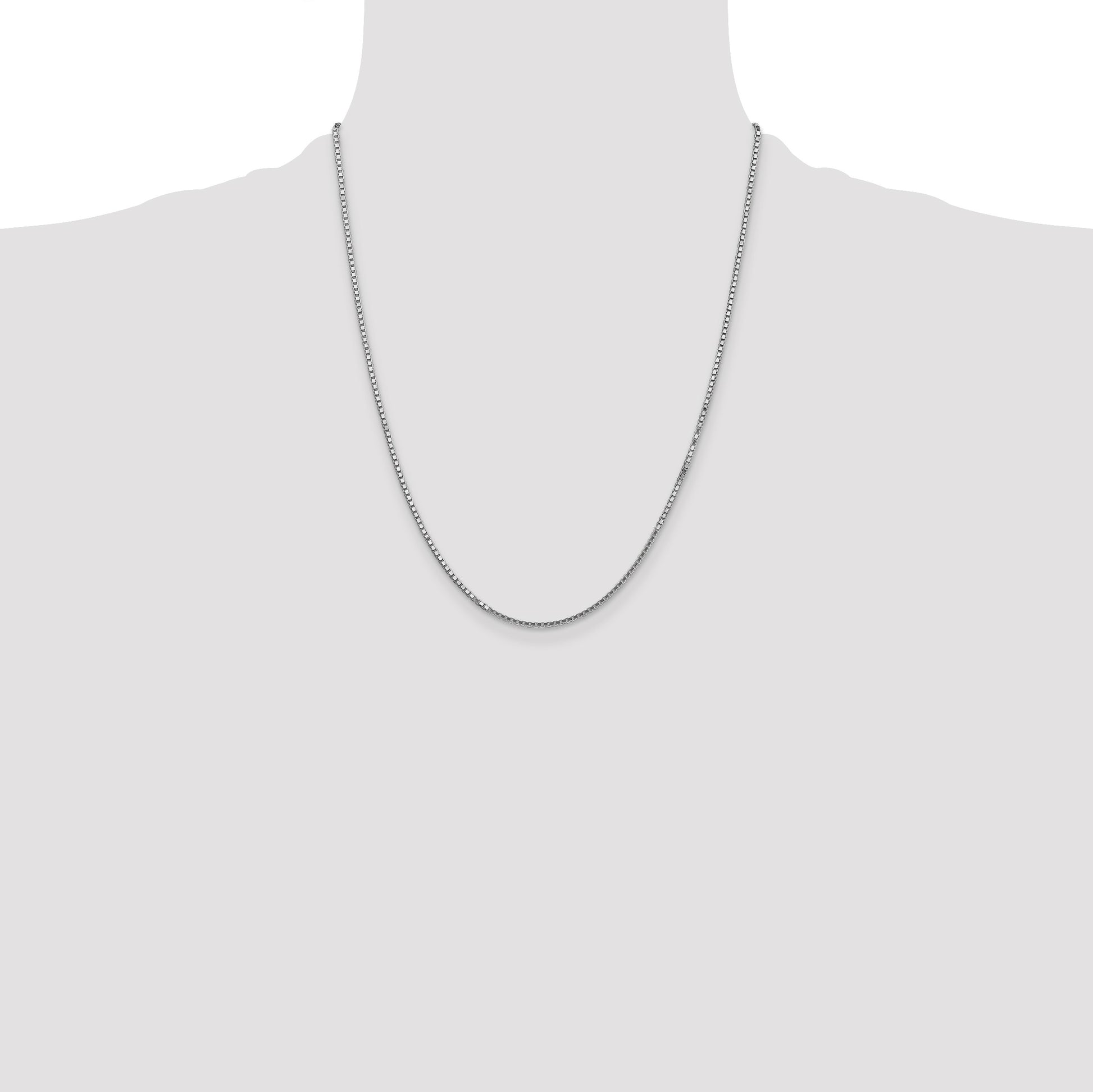 14K White Gold 22 inch 1.5mm Box with Lobster Clasp Chain