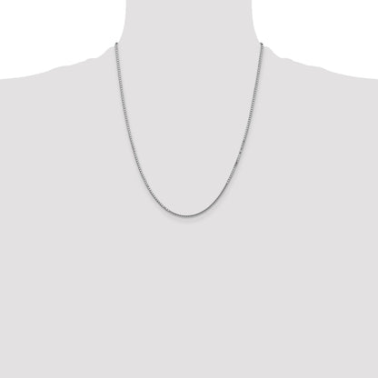 14K White Gold 22 inch 1.5mm Box with Lobster Clasp Chain