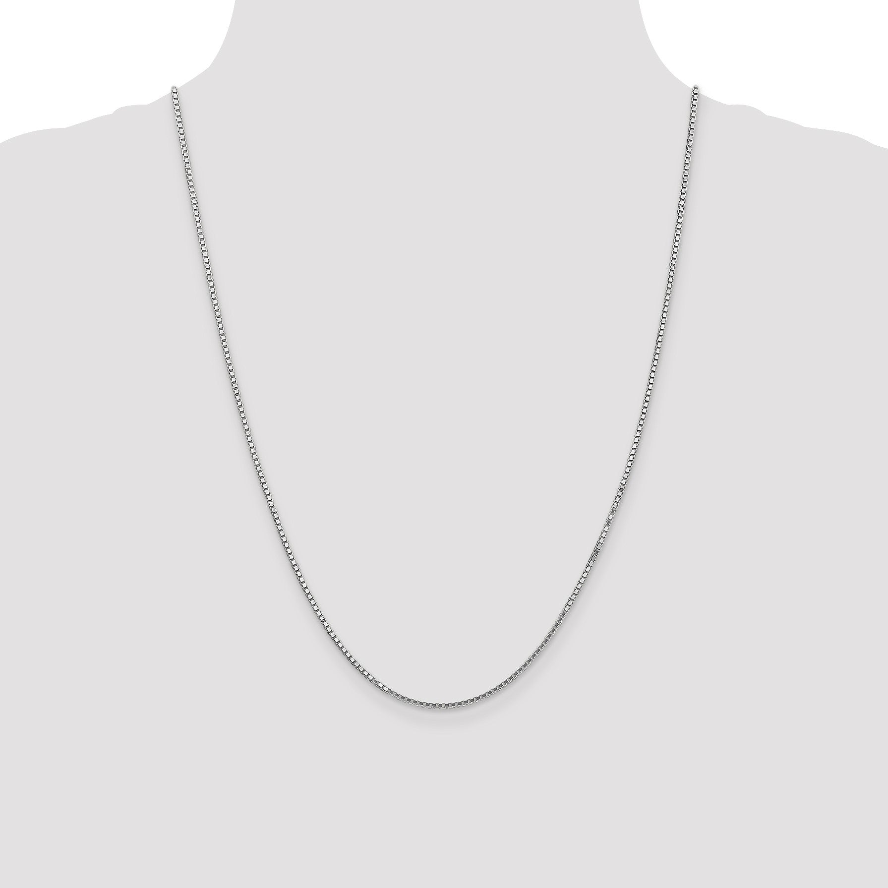 14K White Gold 24 inch 1.5mm Box with Lobster Clasp Chain