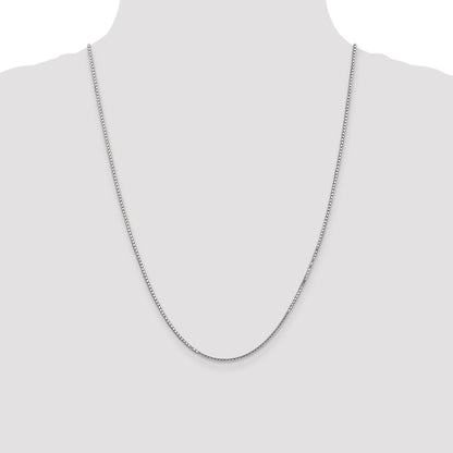 14K White Gold 24 inch 1.5mm Box with Lobster Clasp Chain