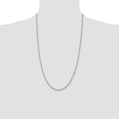 14K White Gold 26 inch 1.5mm Box with Lobster Clasp Chain