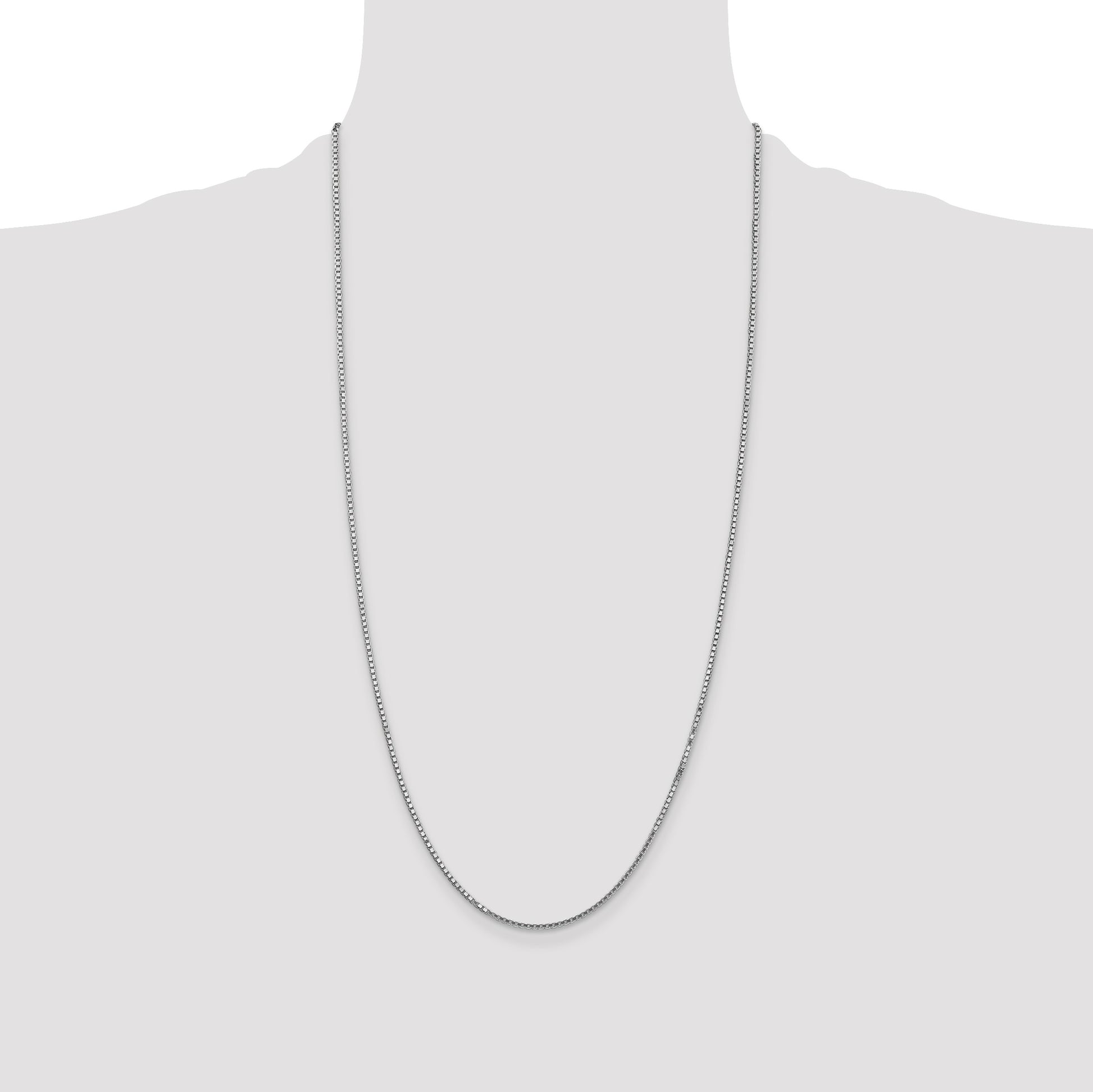14K White Gold 28 inch 1.5mm Box with Lobster Clasp Chain