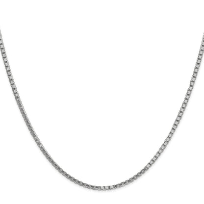 14K White Gold 26 inch 1.9mm Box with Lobster Clasp Chain