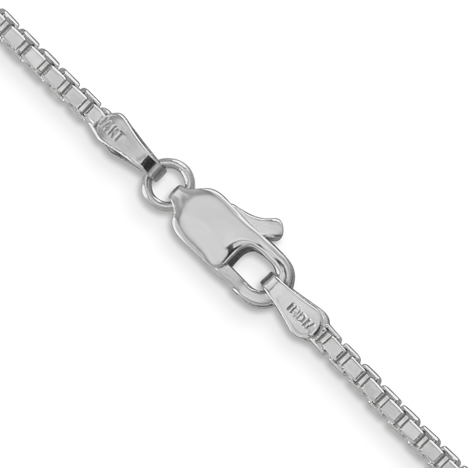 14K White Gold 18 inch 1.9mm Box with Lobster Clasp Chain