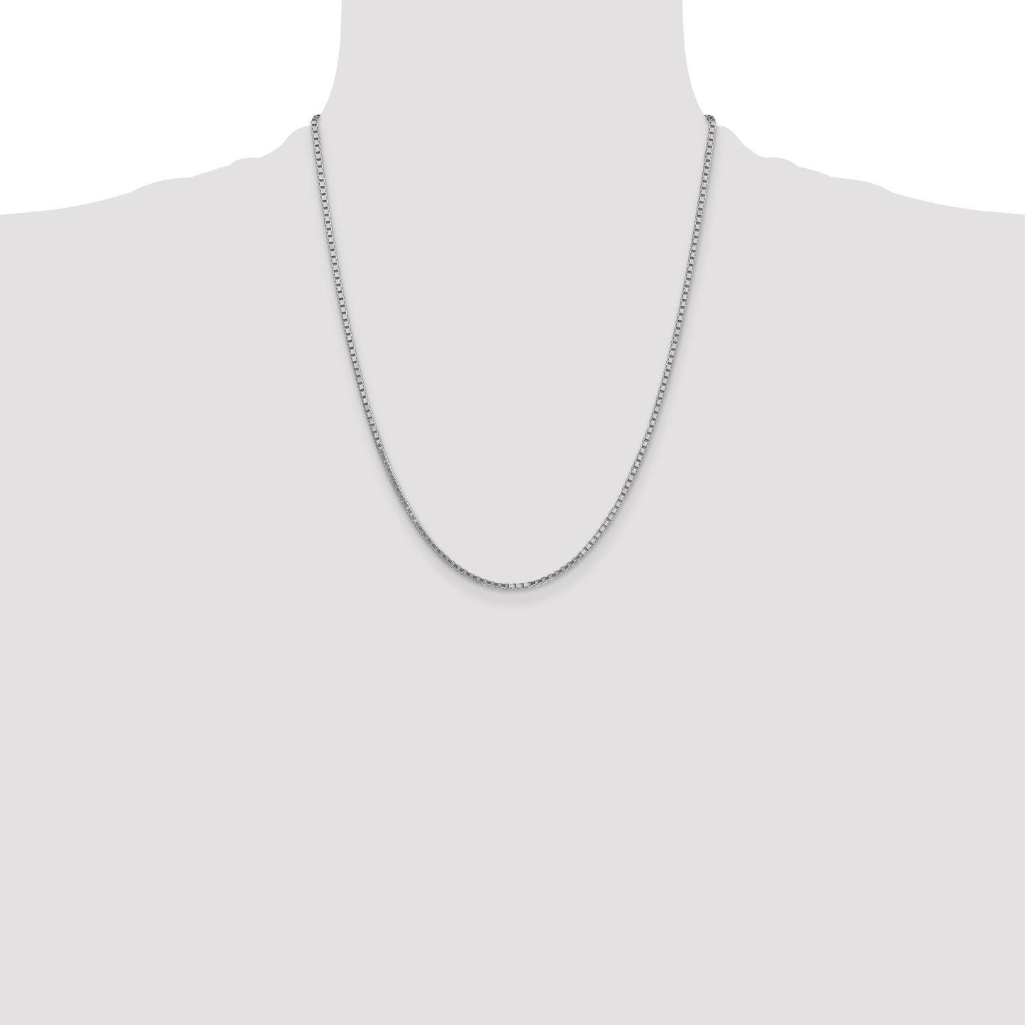 14K White Gold 22 inch 1.9mm Box with Lobster Clasp Chain