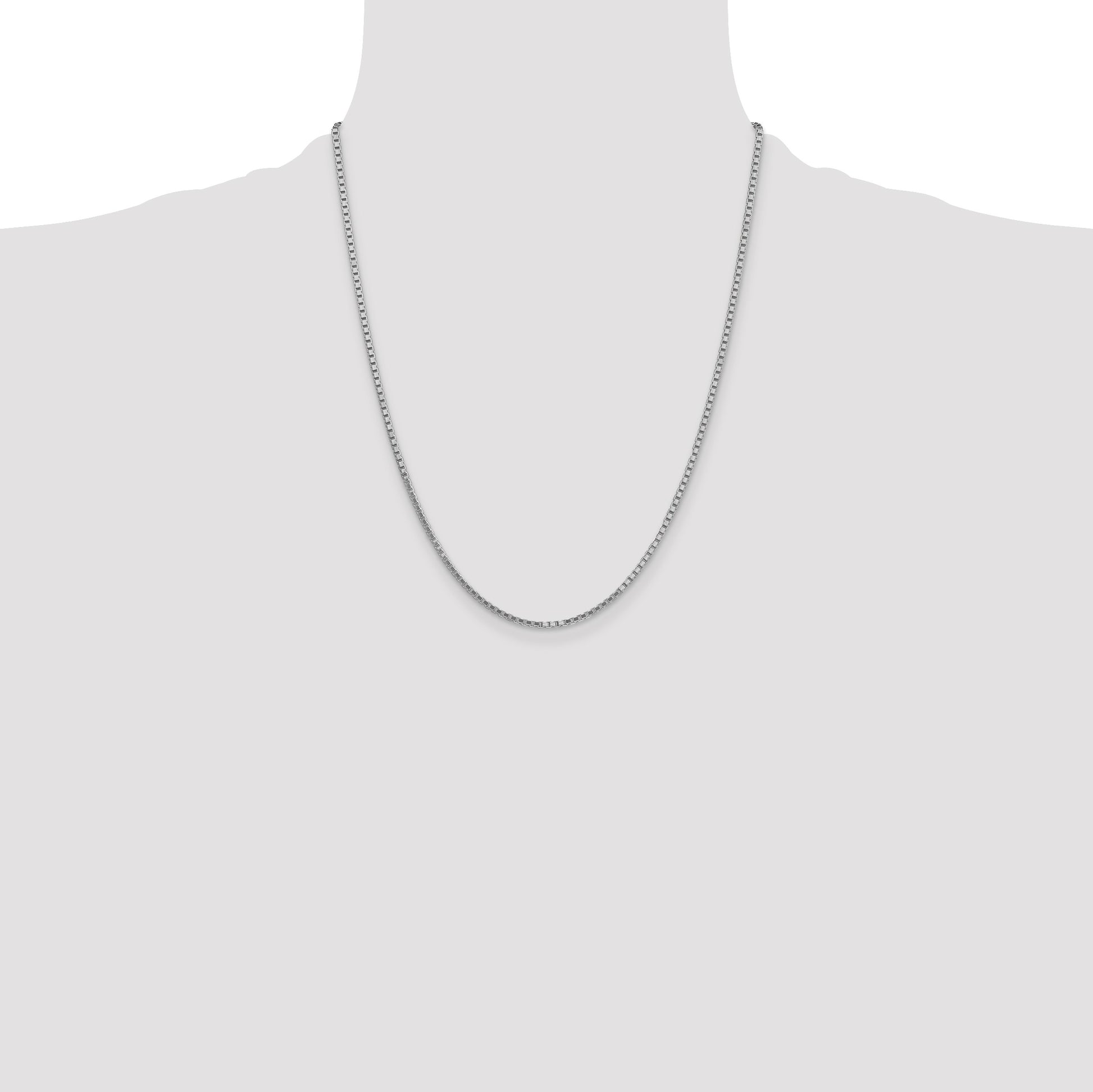 14K White Gold 22 inch 1.9mm Box with Lobster Clasp Chain