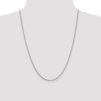 14K White Gold 24 inch 1.9mm Box with Lobster Clasp Chain