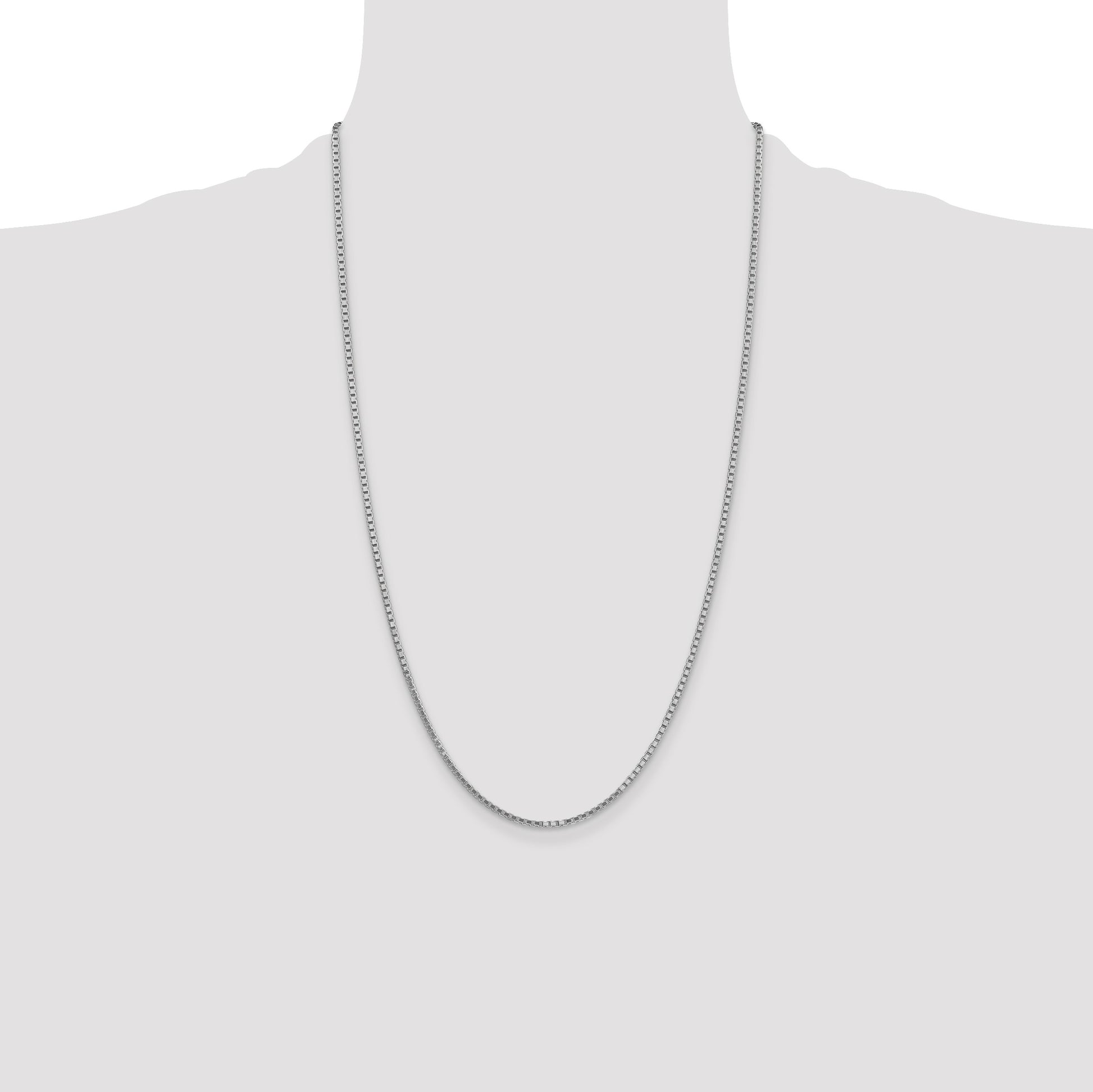 14K White Gold 26 inch 1.9mm Box with Lobster Clasp Chain