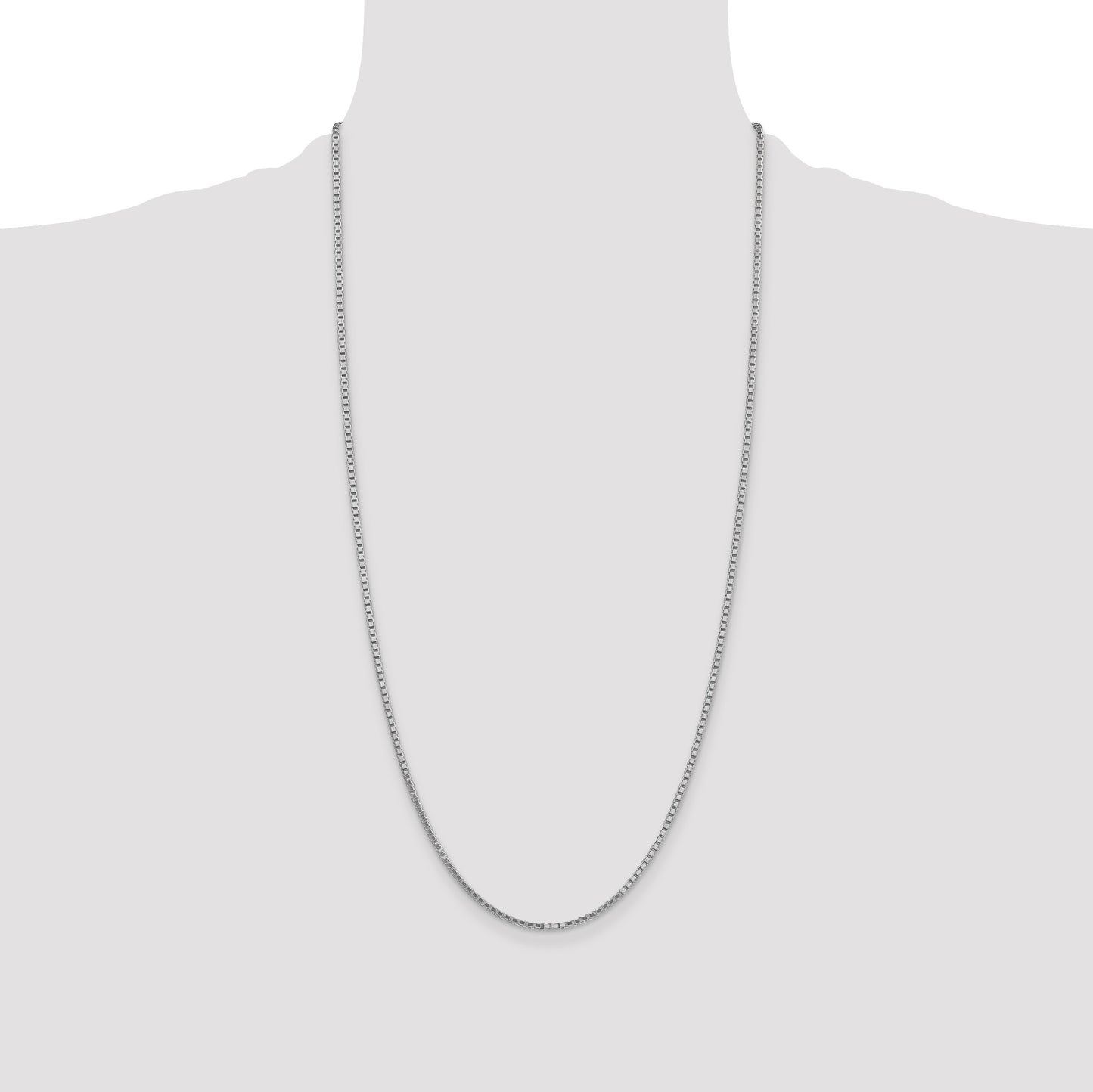 14K White Gold 28 inch 1.9mm Box with Lobster Clasp Chain