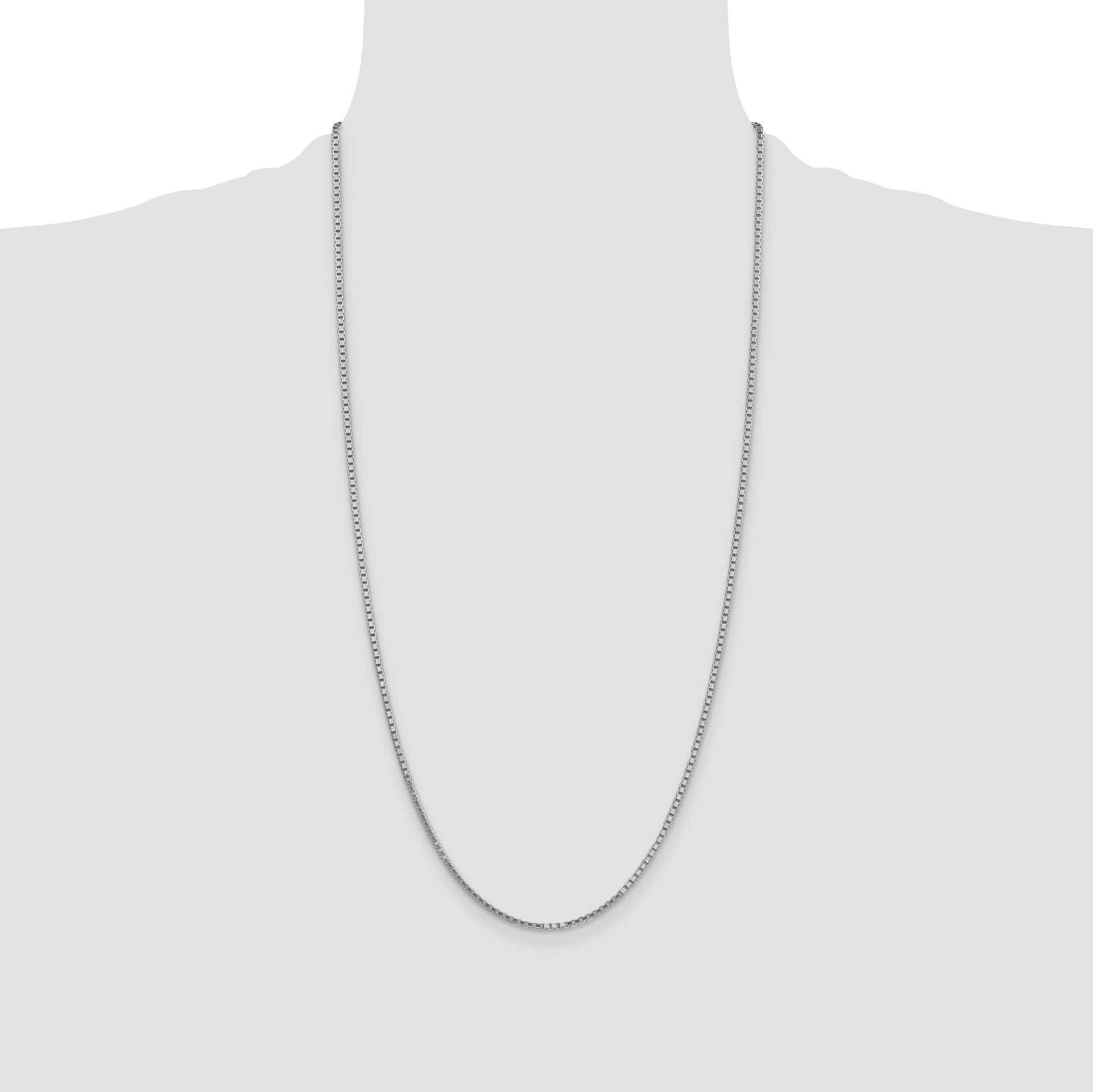 14K White Gold 28 inch 1.9mm Box with Lobster Clasp Chain