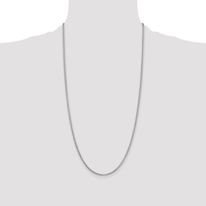 14K White Gold 28 inch 1.9mm Box with Lobster Clasp Chain