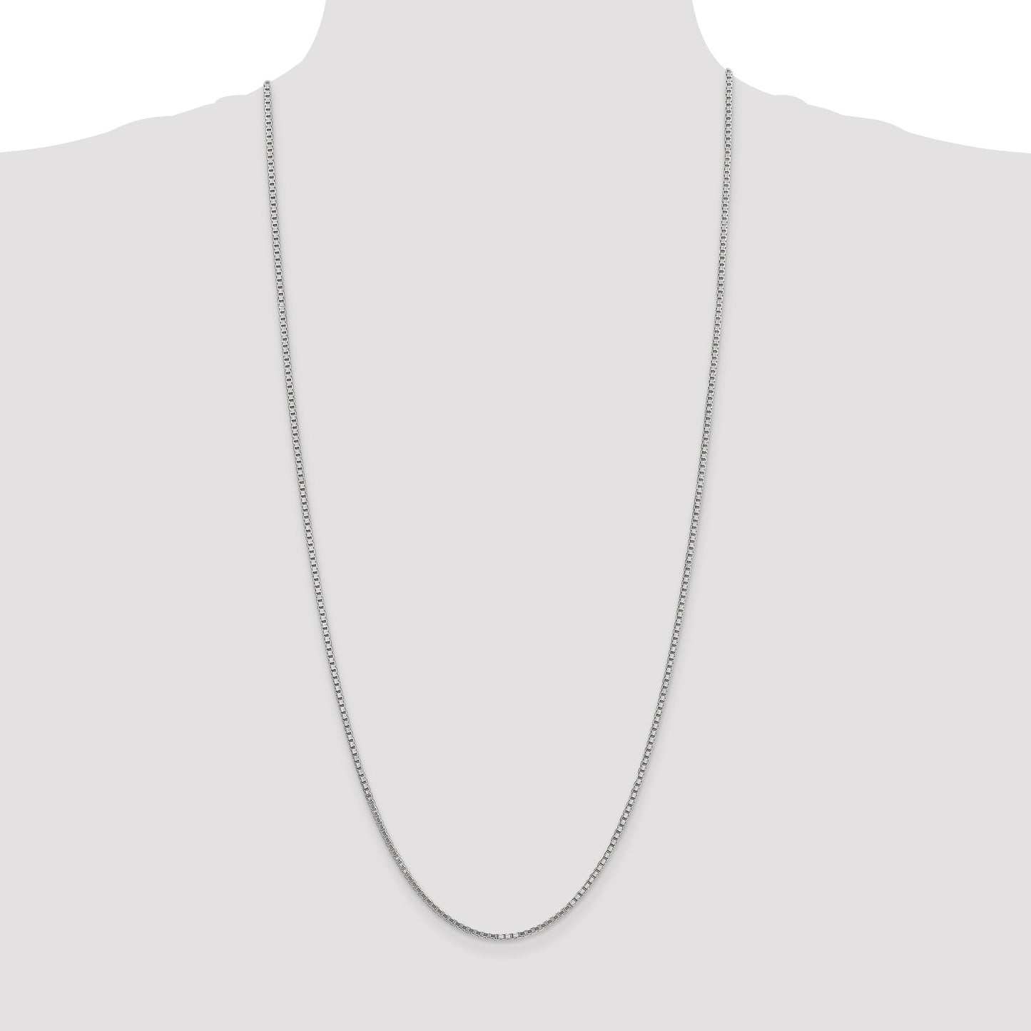 14K White Gold 30 inch 1.9mm Box with Lobster Clasp Chain