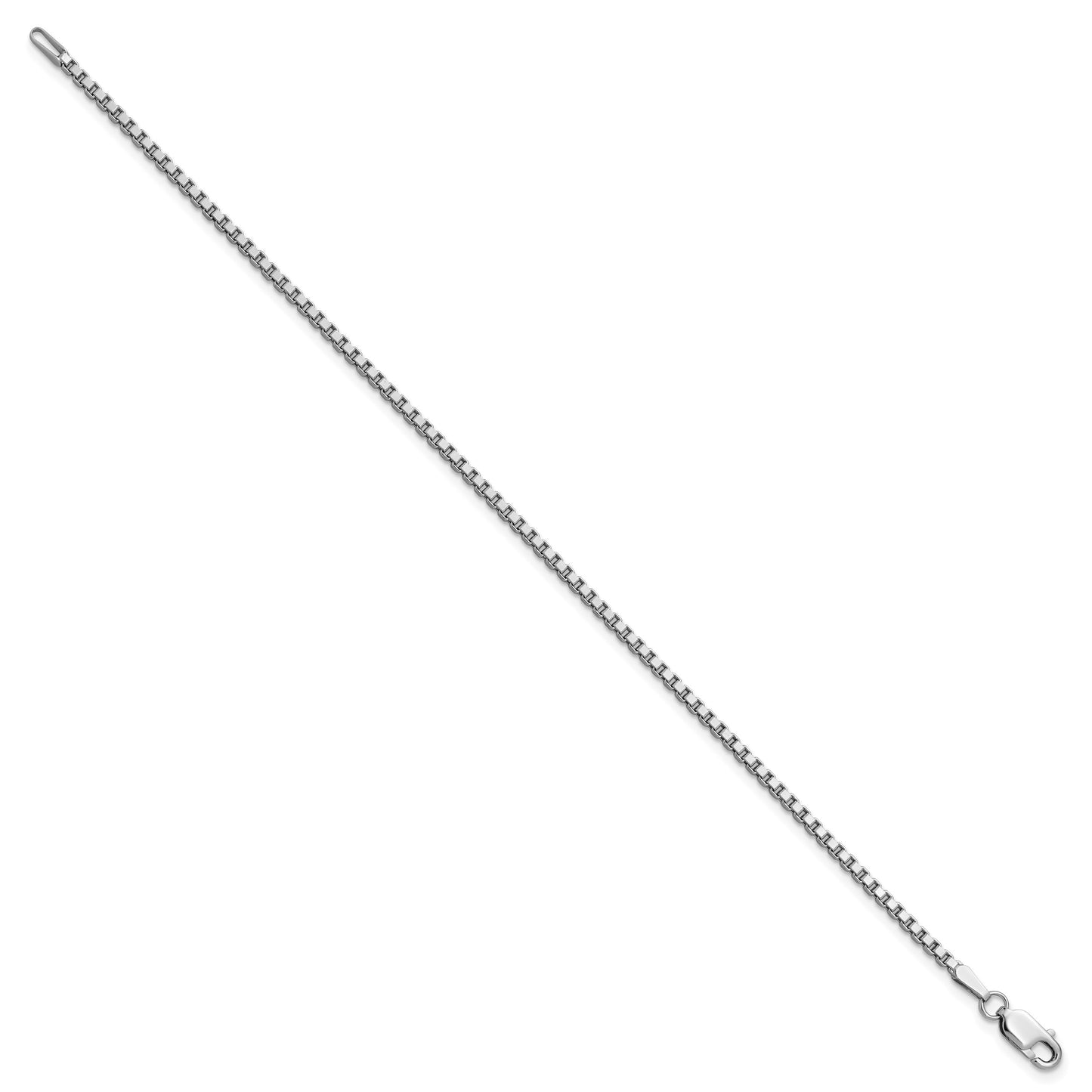 14K White Gold 7 inch 1.9mm Box with Lobster Clasp Bracelet