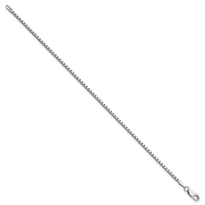 14K White Gold 7 inch 1.9mm Box with Lobster Clasp Bracelet