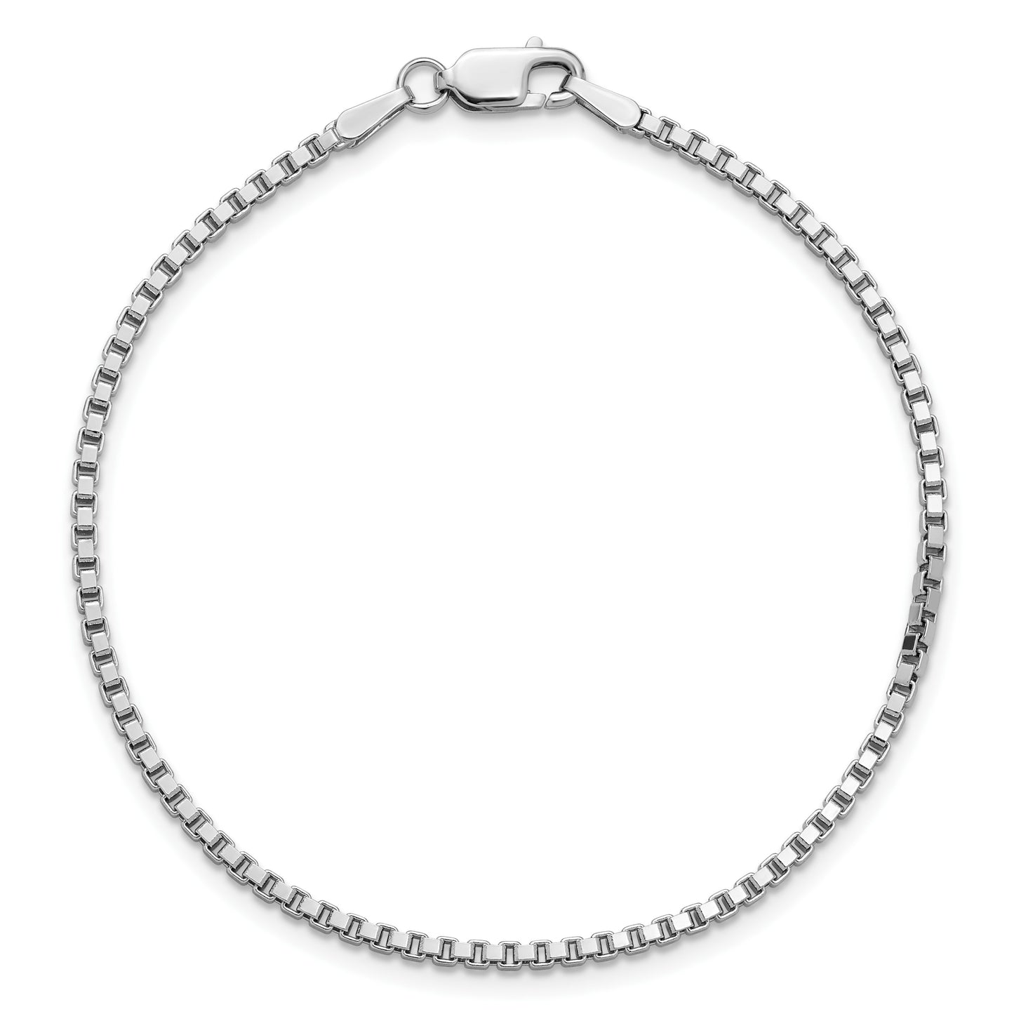 14K White Gold 7 inch 1.9mm Box with Lobster Clasp Bracelet