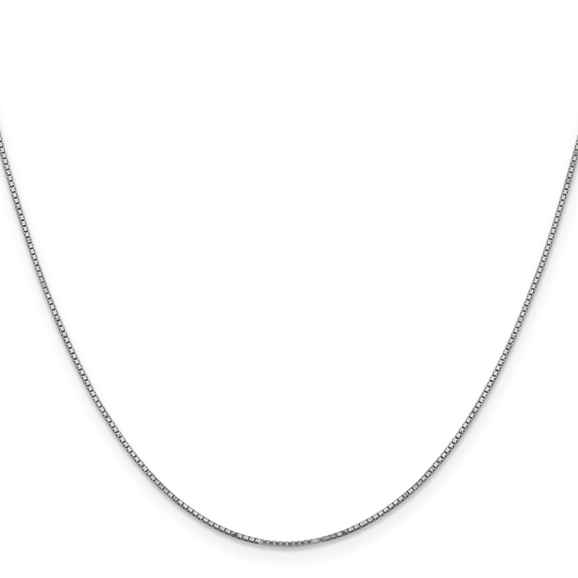14K White Gold 20 inch .9mm Box with Spring Ring Clasp Chain