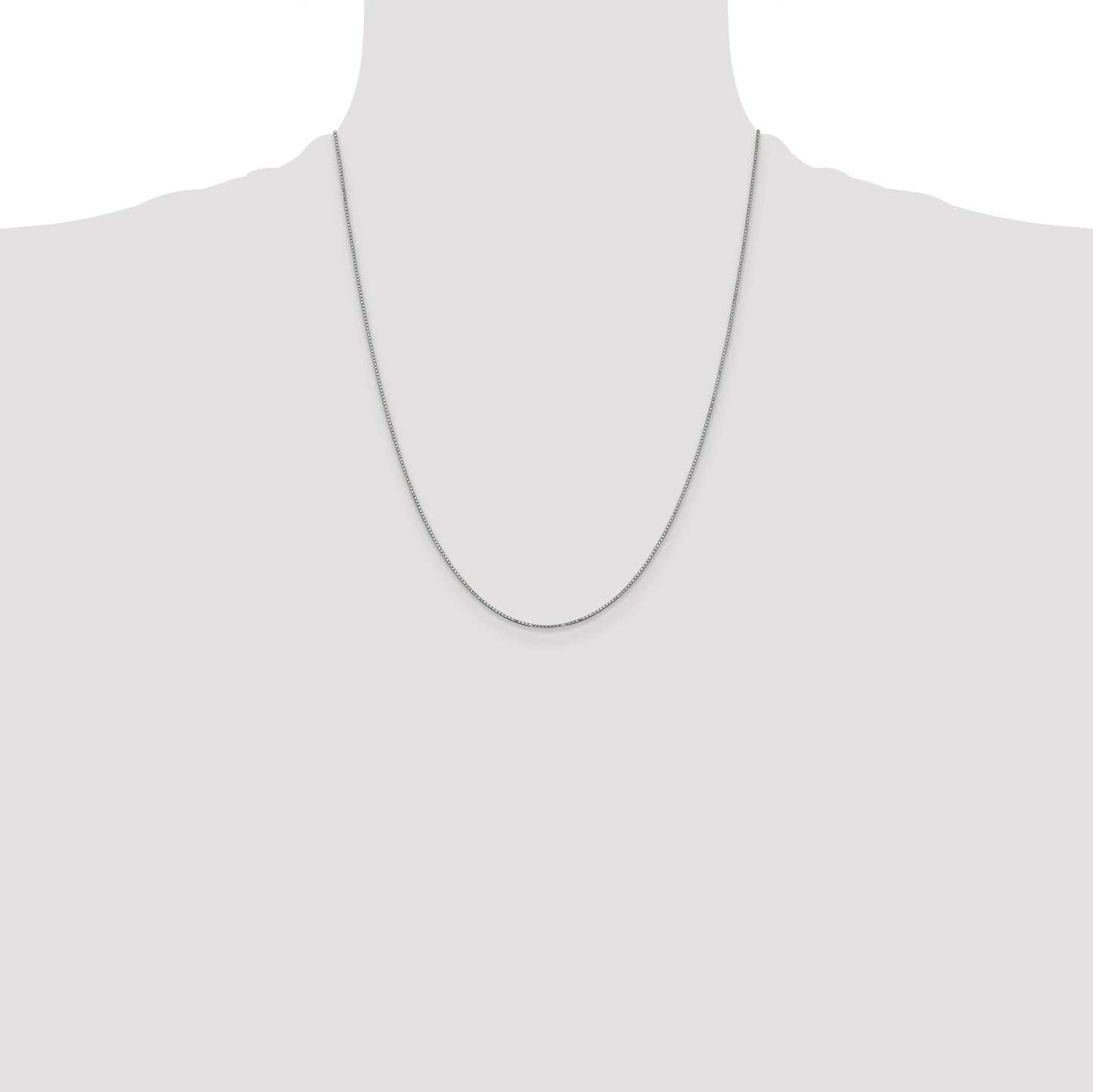 14K White Gold 22 inch .9mm Box with Spring Ring Clasp Chain
